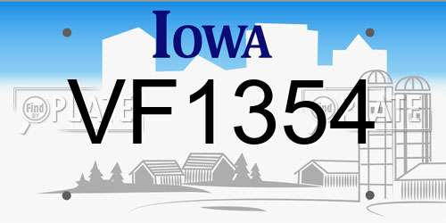 VF1354 Iowa License Plate