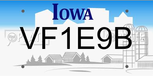 VF1E9B Iowa License Plate