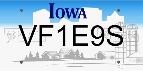 VF1E9S Iowa License Plate