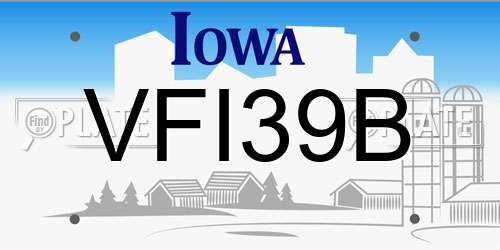 VFI39B Iowa License Plate