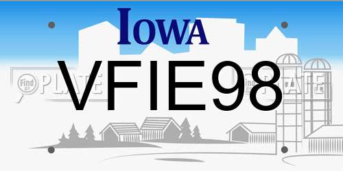 VFIE98 Iowa License Plate