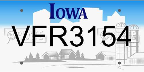 VFR3154 Iowa License Plate
