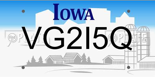 VG2I5Q Iowa License Plate