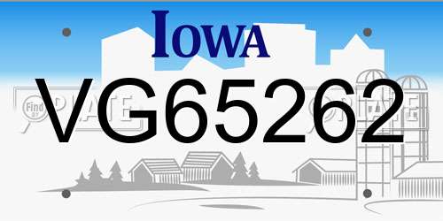 VG65262 Iowa License Plate