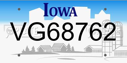 VG68762 Iowa License Plate