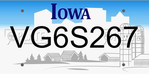 VG6S267 Iowa License Plate
