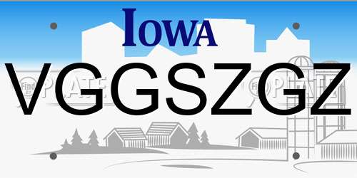 VGGSZGZ Iowa License Plate