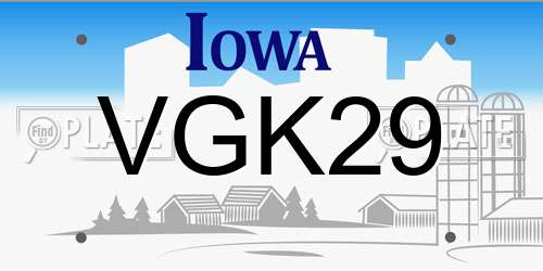 VGK29 Iowa License Plate