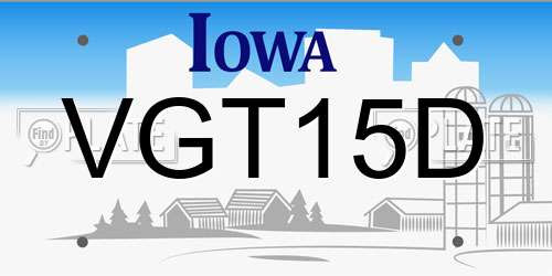 VGT15D Iowa License Plate