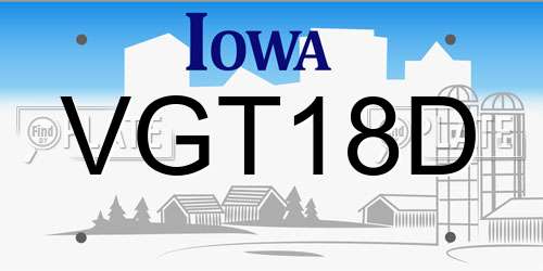 VGT18D Iowa License Plate