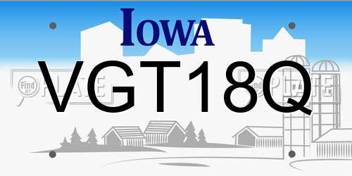 VGT18Q Iowa License Plate