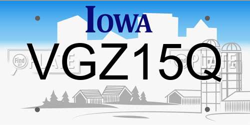 VGZ15Q Iowa License Plate