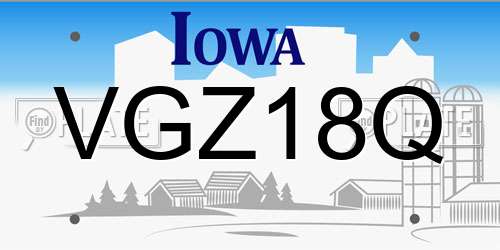 VGZ18Q Iowa License Plate