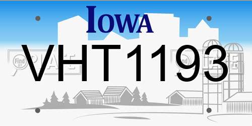 VHT1193 Iowa License Plate