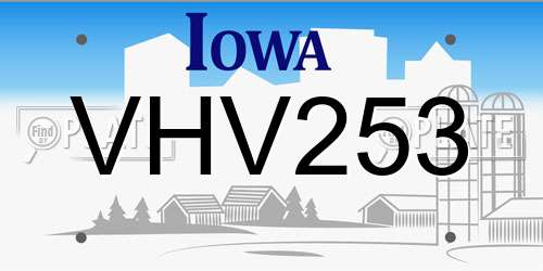 VHV253 Iowa License Plate