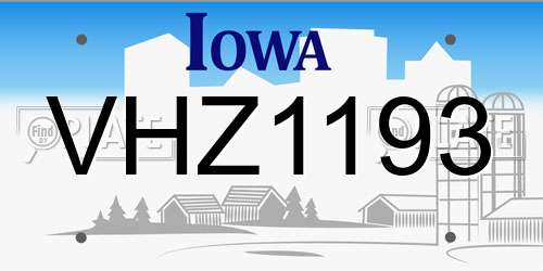 VHZ1193 Iowa License Plate