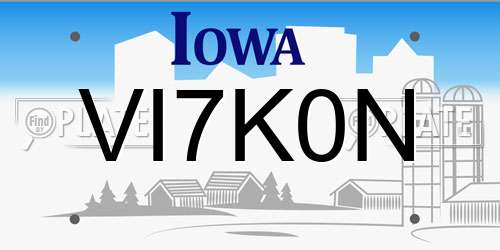 VI7K0N Iowa License Plate