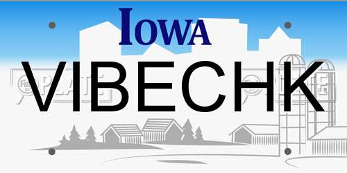 VIBECHK Iowa License Plate