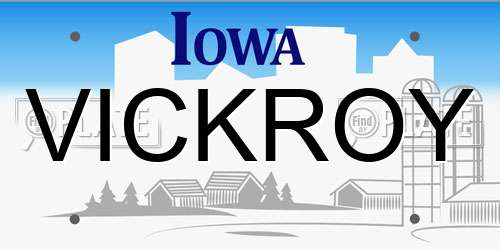 VICKROY Iowa License Plate