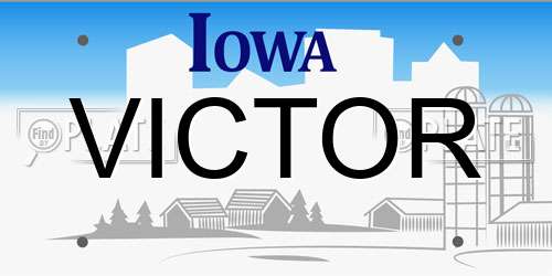 VICTOR Iowa License Plate