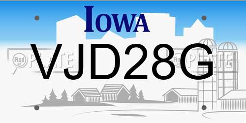 VJD28G Iowa License Plate