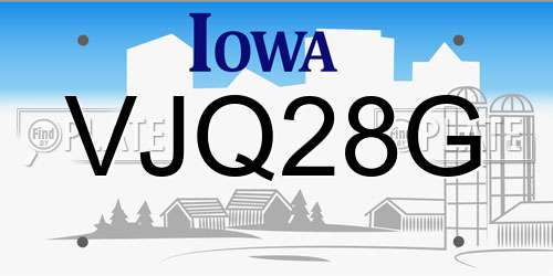 VJQ28G Iowa License Plate