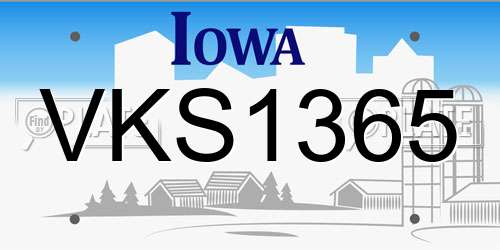 VKS1365 Iowa License Plate