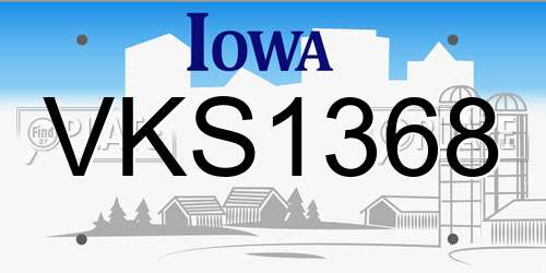 VKS1368 Iowa License Plate