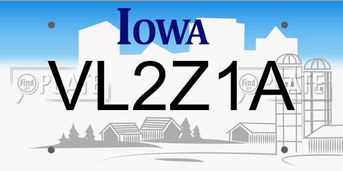 VL2Z1A Iowa License Plate