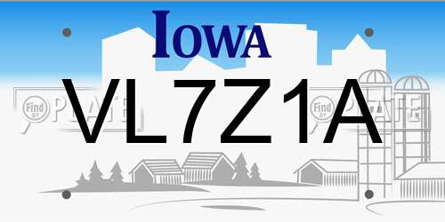 VL7Z1A Iowa License Plate