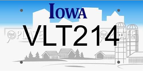 VLT214 Iowa License Plate