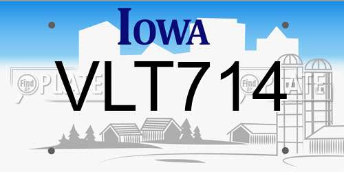 VLT714 Iowa License Plate