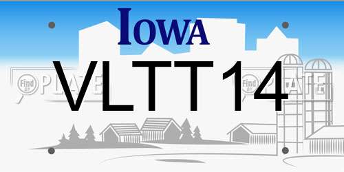 VLTT14 Iowa License Plate