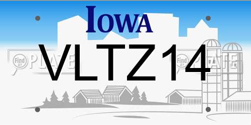 VLTZ14 Iowa License Plate