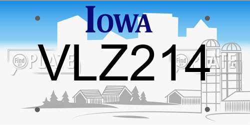 VLZ214 Iowa License Plate