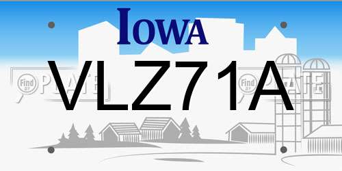 VLZ71A Iowa License Plate
