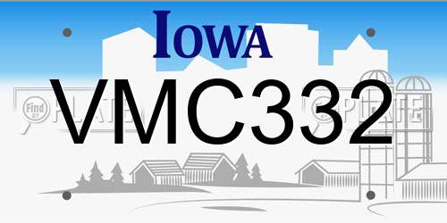 VMC332 Iowa License Plate