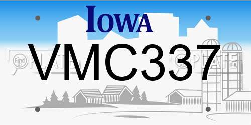 VMC337 Iowa License Plate