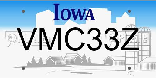 VMC33Z Iowa License Plate