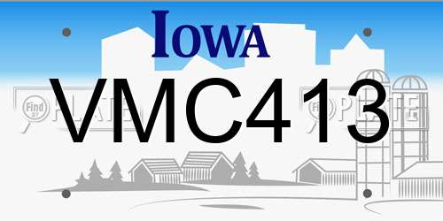 VMC413 Iowa License Plate