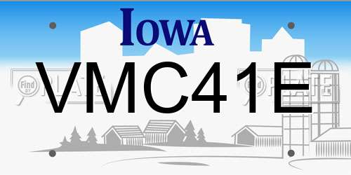 VMC41E Iowa License Plate