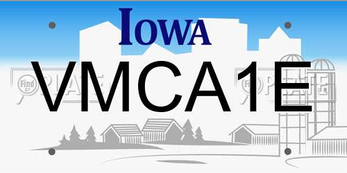 VMCA1E Iowa License Plate