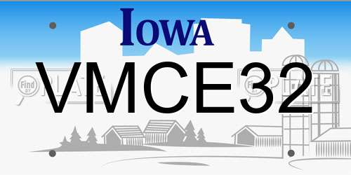 VMCE32 Iowa License Plate
