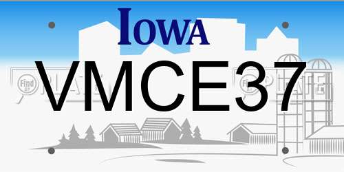VMCE37 Iowa License Plate