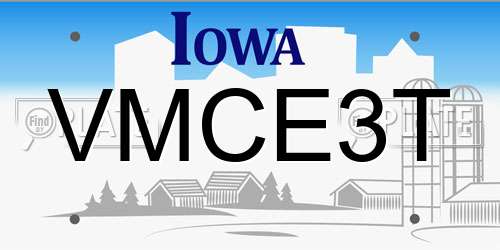 VMCE3T Iowa License Plate
