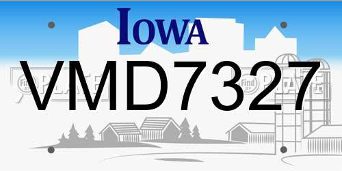 VMD7327 Iowa License Plate