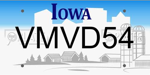 VMVD54 Iowa License Plate