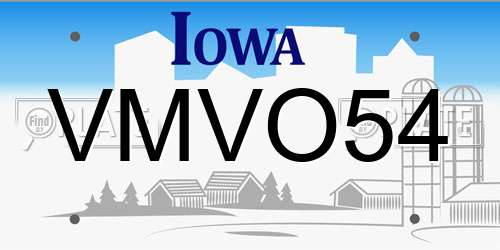 VMVO54 Iowa License Plate