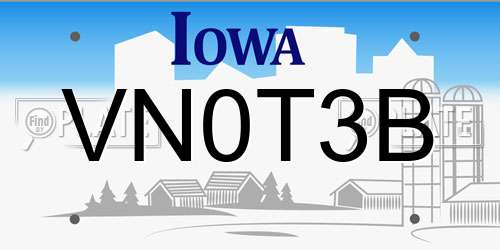 VN0T3B Iowa License Plate