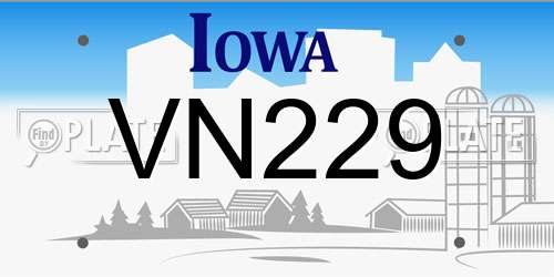 VN229 Iowa License Plate